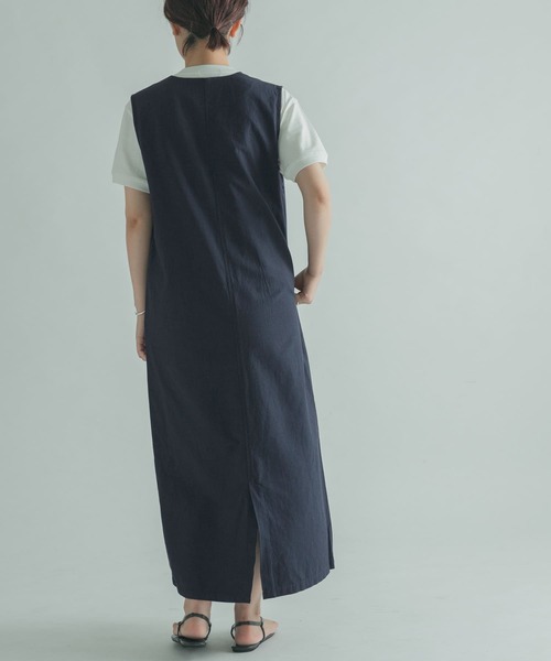 FORK&SPOON（フォークアンドスプーン）の「FORK&SPOON　Vネックノースリーブワンピース（ワンピース・レディース・ブルー系その他/グレー系その他・1/2）」の7枚目の写真