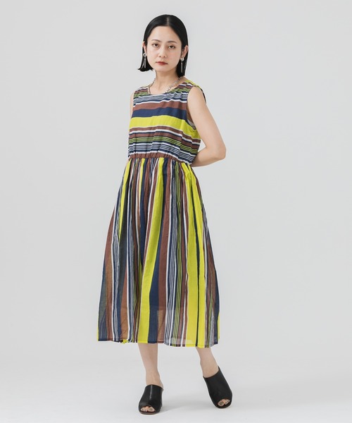 Paradise Picnic（パラダイスピクニック）の「ボイルランダムボーダーワンピース（ワンピース・レディース・ピンク/イエロー/ブルー・FREE）」の3枚目の写真