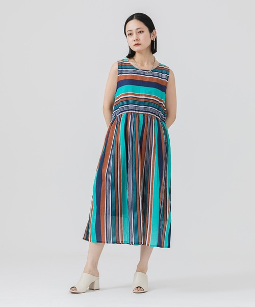 Paradise Picnic（パラダイスピクニック）の「ボイルランダムボーダーワンピース（ワンピース・レディース・ピンク/イエロー/ブルー・FREE）」の2枚目の写真