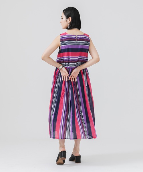 Paradise Picnic（パラダイスピクニック）の「ボイルランダムボーダーワンピース（ワンピース・レディース・ピンク/イエロー/ブルー・FREE）」の5枚目の写真