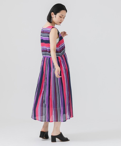 Paradise Picnic（パラダイスピクニック）の「ボイルランダムボーダーワンピース（ワンピース・レディース・ピンク/イエロー/ブルー・FREE）」の17枚目の写真