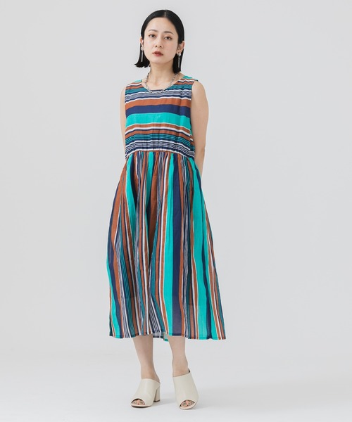 Paradise Picnic（パラダイスピクニック）の「ボイルランダムボーダーワンピース（ワンピース・レディース・ピンク/イエロー/ブルー・FREE）」の9枚目の写真