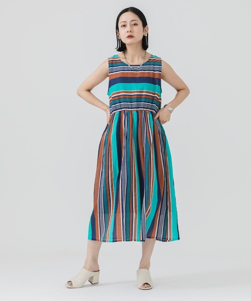 Paradise Picnic（パラダイスピクニック）の「ボイルランダムボーダーワンピース（ワンピース・レディース・ピンク/イエロー/ブルー・FREE）」の21枚目の写真