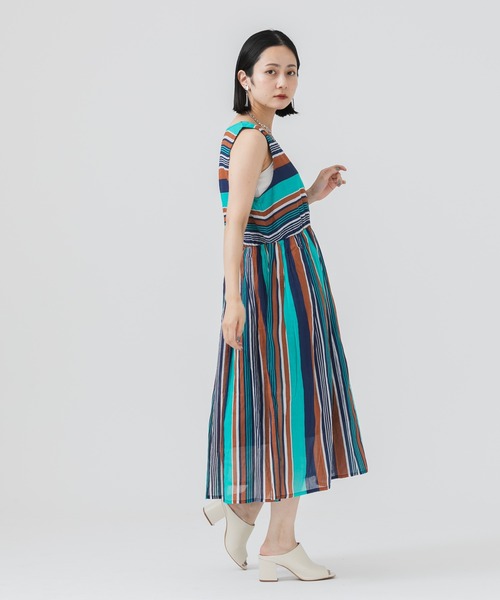 Paradise Picnic（パラダイスピクニック）の「ボイルランダムボーダーワンピース（ワンピース・レディース・ピンク/イエロー/ブルー・FREE）」の18枚目の写真