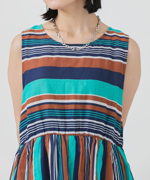 Paradise Picnic（パラダイスピクニック）の「ボイルランダムボーダーワンピース（ワンピース・レディース・ピンク/イエロー/ブルー・FREE）」の10枚目の写真