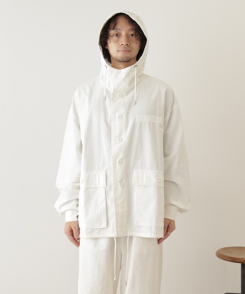 CIAOPANIC TYPY（チャオパニックティピー）の「【ユニセックス】【セットアップ対応】オーバーサイズリップストップスノーカモパーカー（ミリタリージャケット・メンズ・ホワイト/カーキ・ONE SIZE）」の12枚目の写真