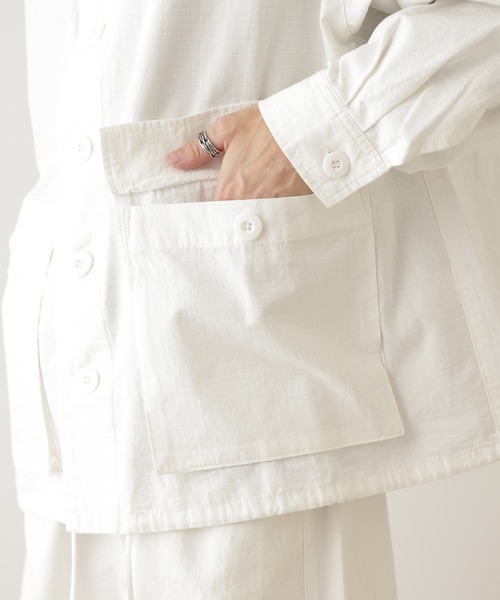 CIAOPANIC TYPY（チャオパニックティピー）の「【ユニセックス】【セットアップ対応】オーバーサイズリップストップスノーカモパーカー（ミリタリージャケット・メンズ・ホワイト/カーキ・ONE SIZE）」の21枚目の写真