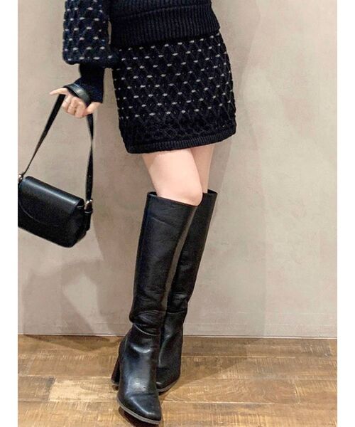 dazzlin（ダズリン）の「フラワーアートニットミニスカート（スカート・レディース・ブラック/アイボリー/パープル・FREE）」の7枚目の写真