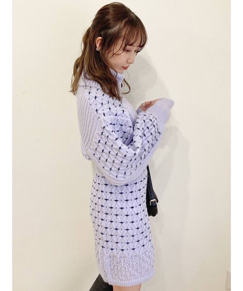 dazzlin（ダズリン）の「フラワーアートニットミニスカート（スカート・レディース・ブラック/アイボリー/パープル・FREE）」の18枚目の写真