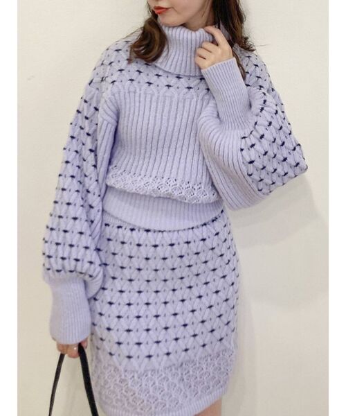 dazzlin（ダズリン）の「フラワーアートニットミニスカート（スカート・レディース・ブラック/アイボリー/パープル・FREE）」の20枚目の写真