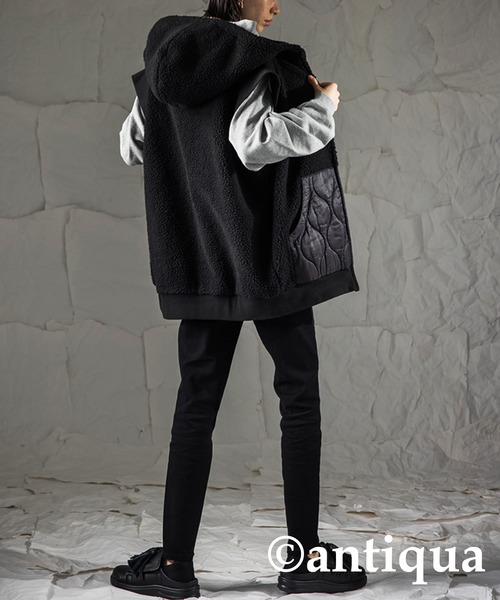 antiqua（アンティカ）の「異素材MIXボアベスト（ベスト・レディース・ブラック/カーキ・FREE）」の12枚目の写真