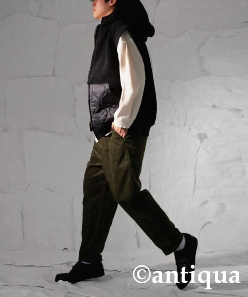 antiqua（アンティカ）の「異素材MIXボアベスト（ベスト・レディース・ブラック/カーキ・FREE）」の15枚目の写真