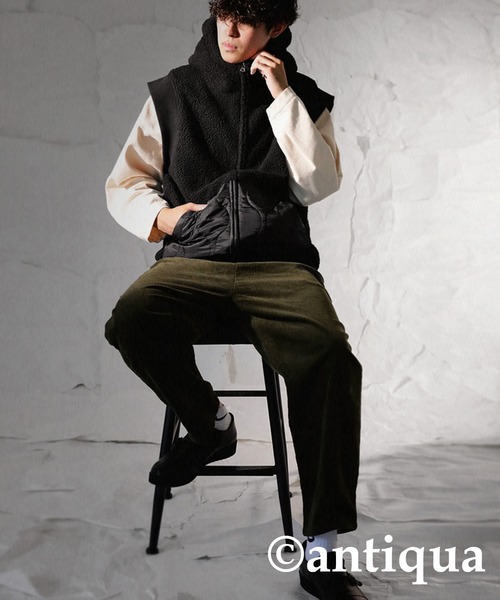 antiqua（アンティカ）の「異素材MIXボアベスト（ベスト・レディース・ブラック/カーキ・FREE）」の18枚目の写真