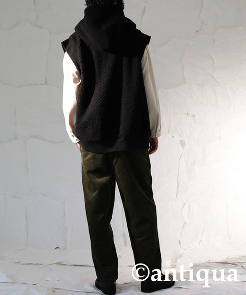 antiqua（アンティカ）の「異素材MIXボアベスト（ベスト・レディース・ブラック/カーキ・FREE）」の22枚目の写真