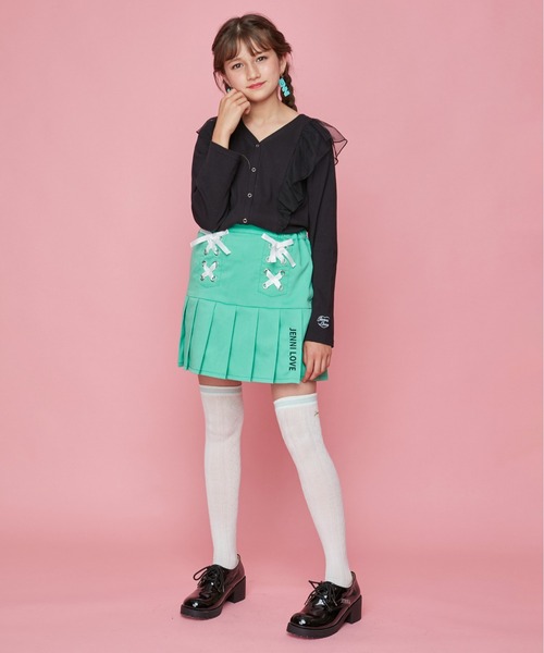 JENNI love（ジェニィラブ）の「チュールフリルテレコカーデ（カーディガン/ボレロ・キッズ・ブラック/ラベンダー/ブラウン・130cm/140cm/150cm/160cm）」の4枚目の写真