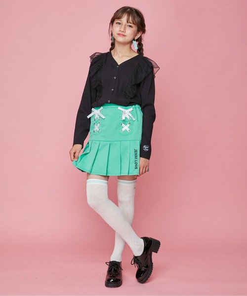 JENNI love（ジェニィラブ）の「チュールフリルテレコカーデ（カーディガン/ボレロ・キッズ・ブラック/ラベンダー/ブラウン・130cm/140cm/150cm/160cm）」の5枚目の写真