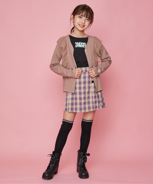 JENNI love（ジェニィラブ）の「チュールフリルテレコカーデ（カーディガン/ボレロ・キッズ・ブラック/ラベンダー/ブラウン・130cm/140cm/150cm/160cm）」の7枚目の写真