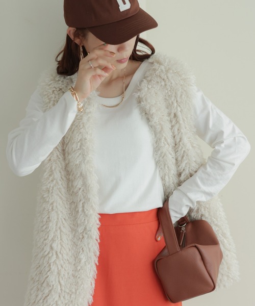 DISCOAT（ディスコート）の「【前後2WAY】リンガーロングスリーブ（Tシャツ/カットソー・レディース・オフホワイト/ブラック/ブラック×ホワイト/ピンク・FREE）」の2枚目の写真