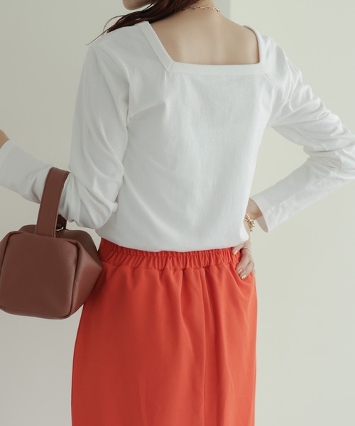 DISCOAT（ディスコート）の「【前後2WAY】リンガーロングスリーブ（Tシャツ/カットソー・レディース・オフホワイト/ブラック/ブラック×ホワイト/ピンク・FREE）」の16枚目の写真