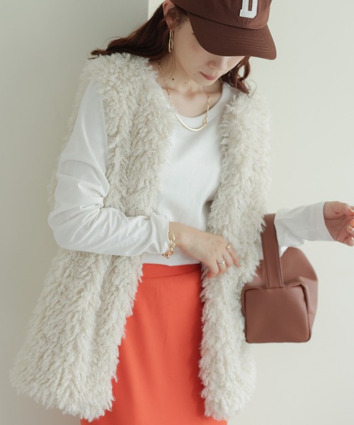 DISCOAT（ディスコート）の「【前後2WAY】リンガーロングスリーブ（Tシャツ/カットソー・レディース・オフホワイト/ブラック/ブラック×ホワイト/ピンク・FREE）」の6枚目の写真