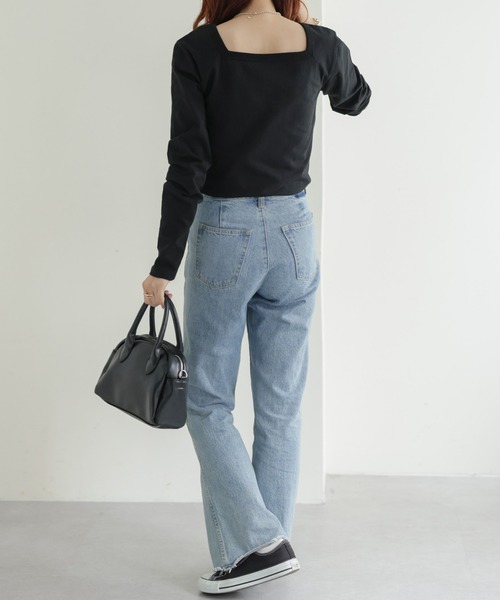 DISCOAT（ディスコート）の「【前後2WAY】リンガーロングスリーブ（Tシャツ/カットソー・レディース・オフホワイト/ブラック/ブラック×ホワイト/ピンク・FREE）」の7枚目の写真