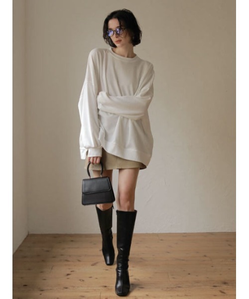 ACYM（アシーム）の「Onemile over size トップス（スウェット・レディース・ブラック/ホワイト・FREE）」の4枚目の写真