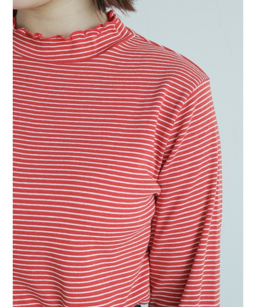 ehka sopo(エヘカソポ)の「細ボーダーハイネックカットソー(Tシャツ/カットソー・レディース・オフホワイト/オレンジ/グリーン・フリ-)」の11枚目の写真