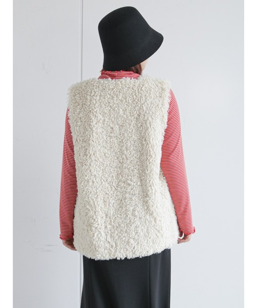 ehka sopo(エヘカソポ)の「細ボーダーハイネックカットソー(Tシャツ/カットソー・レディース・オフホワイト/オレンジ/グリーン・フリ-)」の8枚目の写真