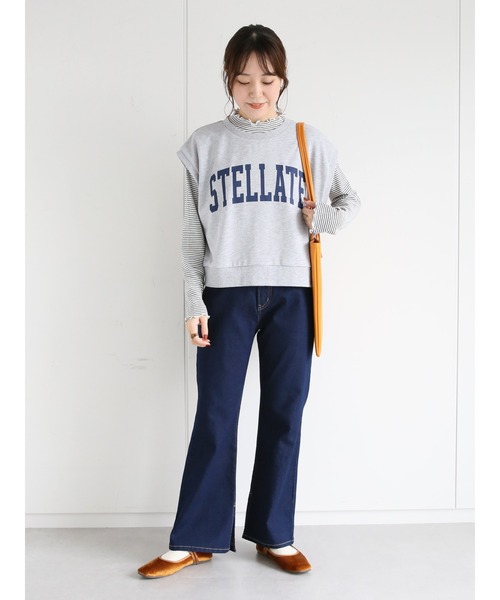 ehka sopo(エヘカソポ)の「細ボーダーハイネックカットソー(Tシャツ/カットソー・レディース・オフホワイト/オレンジ/グリーン・フリ-)」の12枚目の写真