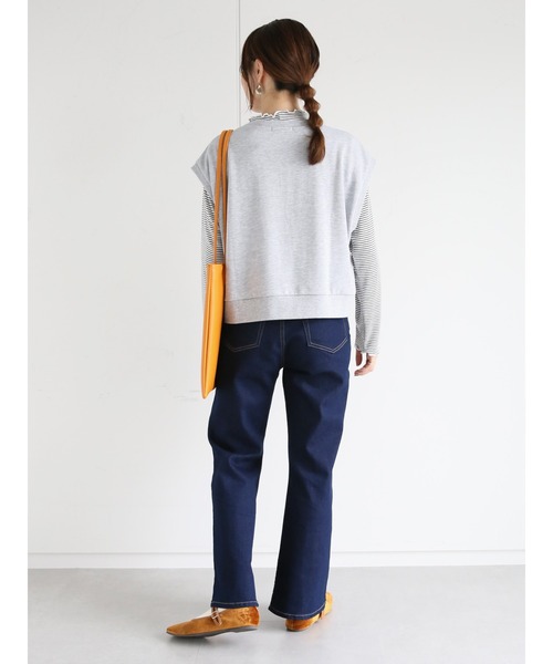 ehka sopo(エヘカソポ)の「細ボーダーハイネックカットソー(Tシャツ/カットソー・レディース・オフホワイト/オレンジ/グリーン・フリ-)」の14枚目の写真