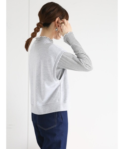 ehka sopo(エヘカソポ)の「細ボーダーハイネックカットソー(Tシャツ/カットソー・レディース・オフホワイト/オレンジ/グリーン・フリ-)」の17枚目の写真