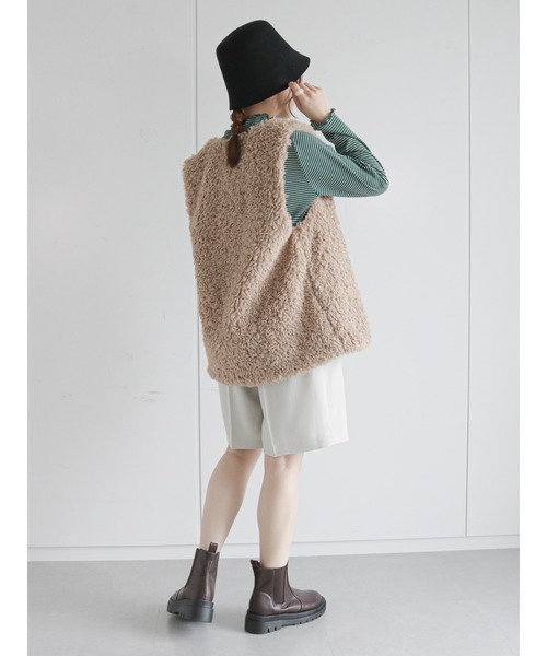 ehka sopo(エヘカソポ)の「細ボーダーハイネックカットソー(Tシャツ/カットソー・レディース・オフホワイト/オレンジ/グリーン・フリ-)」の20枚目の写真