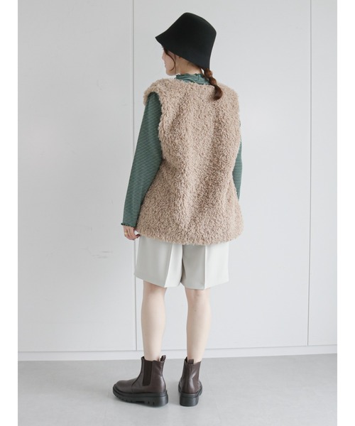 ehka sopo(エヘカソポ)の「細ボーダーハイネックカットソー(Tシャツ/カットソー・レディース・オフホワイト/オレンジ/グリーン・フリ-)」の21枚目の写真