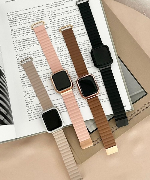 Me%(ミィパーセント)の「フェイクレザーマグネットAPPLEWATCHバンド(デジタル腕時計・レディース・ブラック/アイボリー/ブラウン/ピンク・MEDIUM/LARGE)」の6枚目の写真