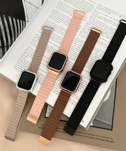 Me%(ミィパーセント)の「フェイクレザーマグネットAPPLEWATCHバンド(デジタル腕時計・レディース・ブラック/アイボリー/ブラウン/ピンク・MEDIUM/LARGE)」の7枚目の写真