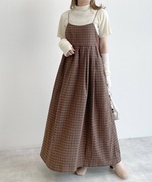 w closet | バックオープンチェックキャミワンピース(ワンピース)