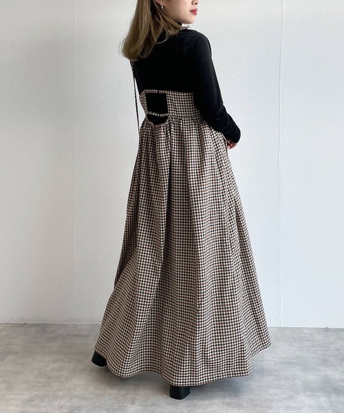 w closet（ダブルクローゼット）の「バックオープンチェックキャミ