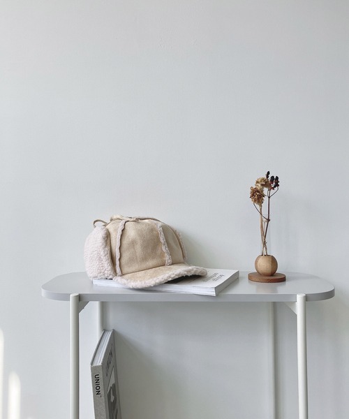 AS KNOW AS plus(アズノゥアズプラス)の「♪フェイクムートン ボア フライトキャップ(キャップ・レディース・ブラック/ベージュ/ブラウン/グレー/キャメル・FREE)」の6枚目の写真