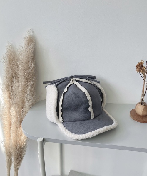 AS KNOW AS plus(アズノゥアズプラス)の「♪フェイクムートン ボア フライトキャップ(キャップ・レディース・ブラック/ベージュ/ブラウン/グレー/キャメル・FREE)」の9枚目の写真