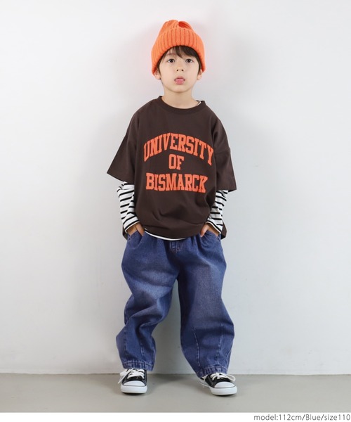 coca（coca）（コカ）の「キッズ デニムタックワイドパンツ（デニムパンツ・キッズ・ネイビー/ブルー・100/110/120/130/140）」の5枚目の写真