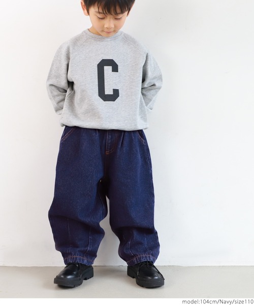 coca（coca）（コカ）の「キッズ デニムタックワイドパンツ（デニムパンツ・キッズ・ネイビー/ブルー・100/110/120/130/140）」の15枚目の写真
