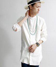 WEGO | WEGO/リネンMIXバンドカラーロングシャツ(シャツ/ブラウス)