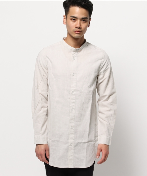 WEGO(ウィゴー)の「WEGO/リネンMIXバンドカラーロングシャツ(シャツ/ブラウス・メンズ・ホワイト/グレー・MEDIUM/LARGE)」の10枚目の写真