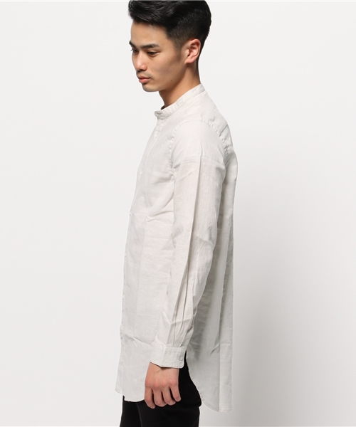 WEGO(ウィゴー)の「WEGO/リネンMIXバンドカラーロングシャツ(シャツ/ブラウス・メンズ・ホワイト/グレー・MEDIUM/LARGE)」の11枚目の写真