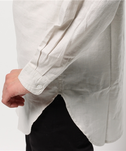 WEGO(ウィゴー)の「WEGO/リネンMIXバンドカラーロングシャツ(シャツ/ブラウス・メンズ・ホワイト/グレー・MEDIUM/LARGE)」の5枚目の写真