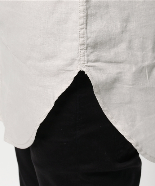 WEGO(ウィゴー)の「WEGO/リネンMIXバンドカラーロングシャツ(シャツ/ブラウス・メンズ・ホワイト/グレー・MEDIUM/LARGE)」の6枚目の写真