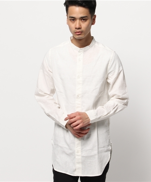 WEGO(ウィゴー)の「WEGO/リネンMIXバンドカラーロングシャツ(シャツ/ブラウス・メンズ・ホワイト/グレー・MEDIUM/LARGE)」の9枚目の写真