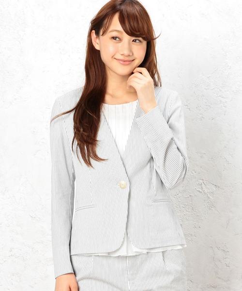 green label relaxing（グリーンレーベルリラクシング）の「[VERY掲載]GO SILKYCODEWAY 1B -P/O ジャケット  GV gof101（テーラードジャケット・レディース・オフホワイト/ブラック・40/38）」の7枚目の写真