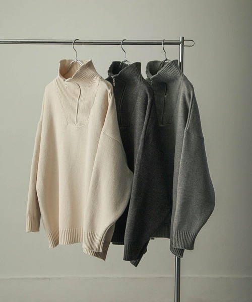 【セール】ハーフジップスタンドカラーオーバーサイズニット/ハイネックニット(ニット/セーター)|Nilway(ニルウェイ) 【セール】ハーフジップスタンドカラーオーバーサイズニット/ハイネックニット(ニット/セーター)|Nilway(ニルウェイ)