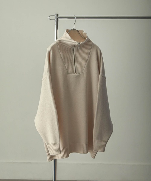 【セール】ハーフジップスタンドカラーオーバーサイズニット/ハイネックニット(ニット/セーター)|Nilway(ニルウェイ) 【セール】ハーフジップスタンドカラーオーバーサイズニット/ハイネックニット(ニット/セーター)|Nilway(ニルウェイ)